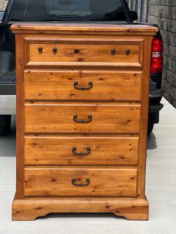 5 drawer knotty pine highboy chest