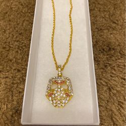 Men’s Or Womans Gold Plated Jason Mask Necklace 22”