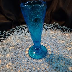 vtg Azure Glass Bud Vase