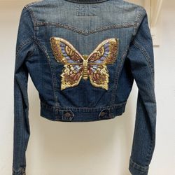  Vintage Jean Jacket Butterfly - Ladies Size small