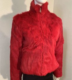 Wilsons Leather Women Red Medium Genuine Fur Jacket NWT