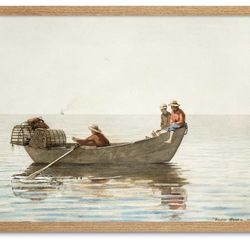 Winslow Homer Three Boys In A Dory With Lobster Pots Art Print Framed Poster Wall Decor 12x16 inch