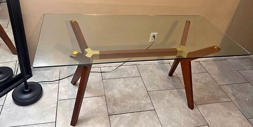 Wood Desk with Glass Top