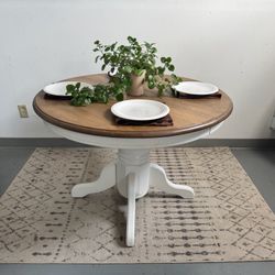 White/Wood Round Pedestal Dining Table (Delivery Available)