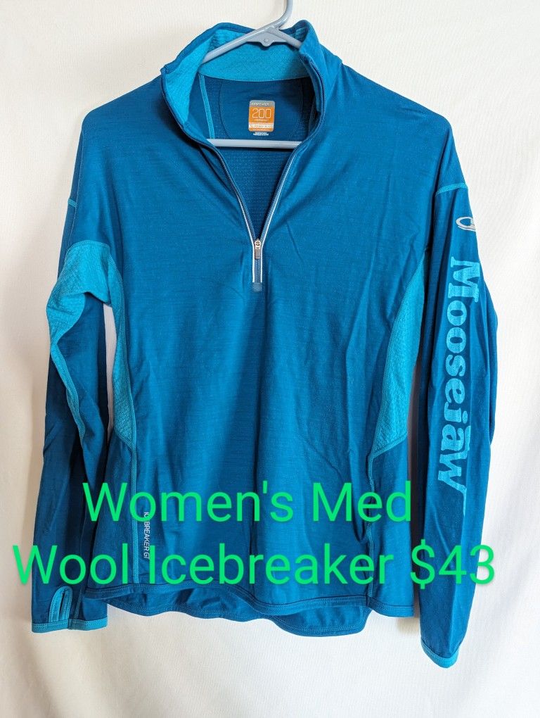 New Womens Medium 100% Merino Wool Long Sleeve Baselayer Top Shirt Rei Icebreaker Smartwool Ibex Arc'teryx Hiking Camping Backpacking Osprey Gregory