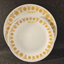 Vintage 16-Piece 1(contact info removed) Butterfly Gold I Dinner/Salad Plates By Corning "Eight Of Each"