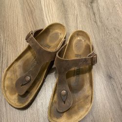 Birkenstock Sz 37 Gizah Oils Brown Leather Sandals