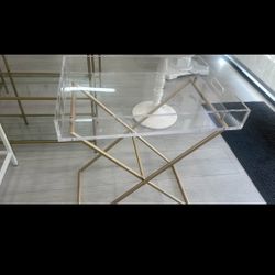Amazing Plexiglass And Gold Trimmed Serving Table