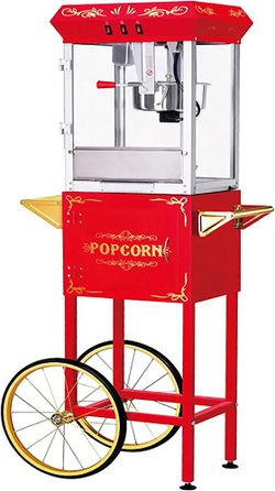 Great Northern Popcorn Foundation Popcorn Machine With Cart - 8 oz. Kettle,  Red