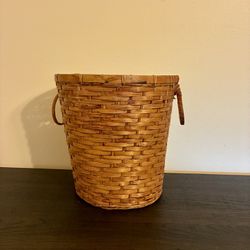 Waste Plant Toy Towel Basket With Handles Wicker Woven Honey Oak Color 9"