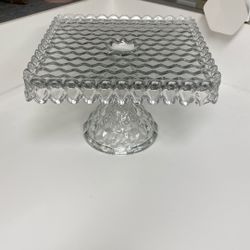 Fostoria Square Cake Stand With Rum Well