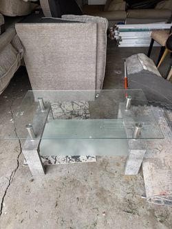 Glass and Steel Two-Tier Coffee Table
