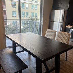 Dining Room Table + Chairs + Bench