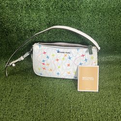 Michael Kors Jet Set White Airplane Shoulder Bag Handbag Pouchette Bag NWT
