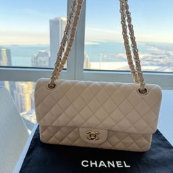 Quilted Classic Double Flap Medium Beige