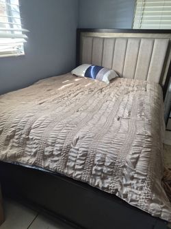 Queen Bed with Led lights and Dresser