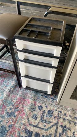 Plastic 4-Drawer Storage Cart with Top Organizer