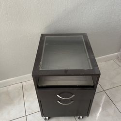 Brown file cabinet With Glass Top 