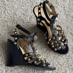 Balenciaga Studded Leather Wedges — EU 39 / US 8 (4.25")