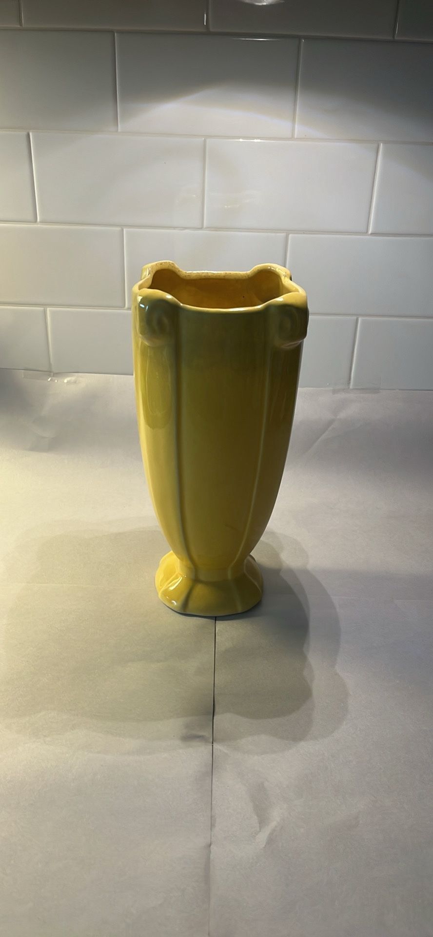 McCoy Yellow Scroll Vase