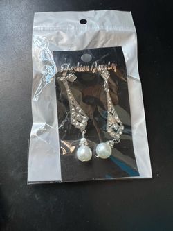 1920s Vintage Pearl Earrings for Women Trendy Elegant Rhinestone Teardrop Pearl Dangle Drop Earring