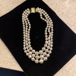 Vintage 18” Choker Length 3 Strand Faux Pearls