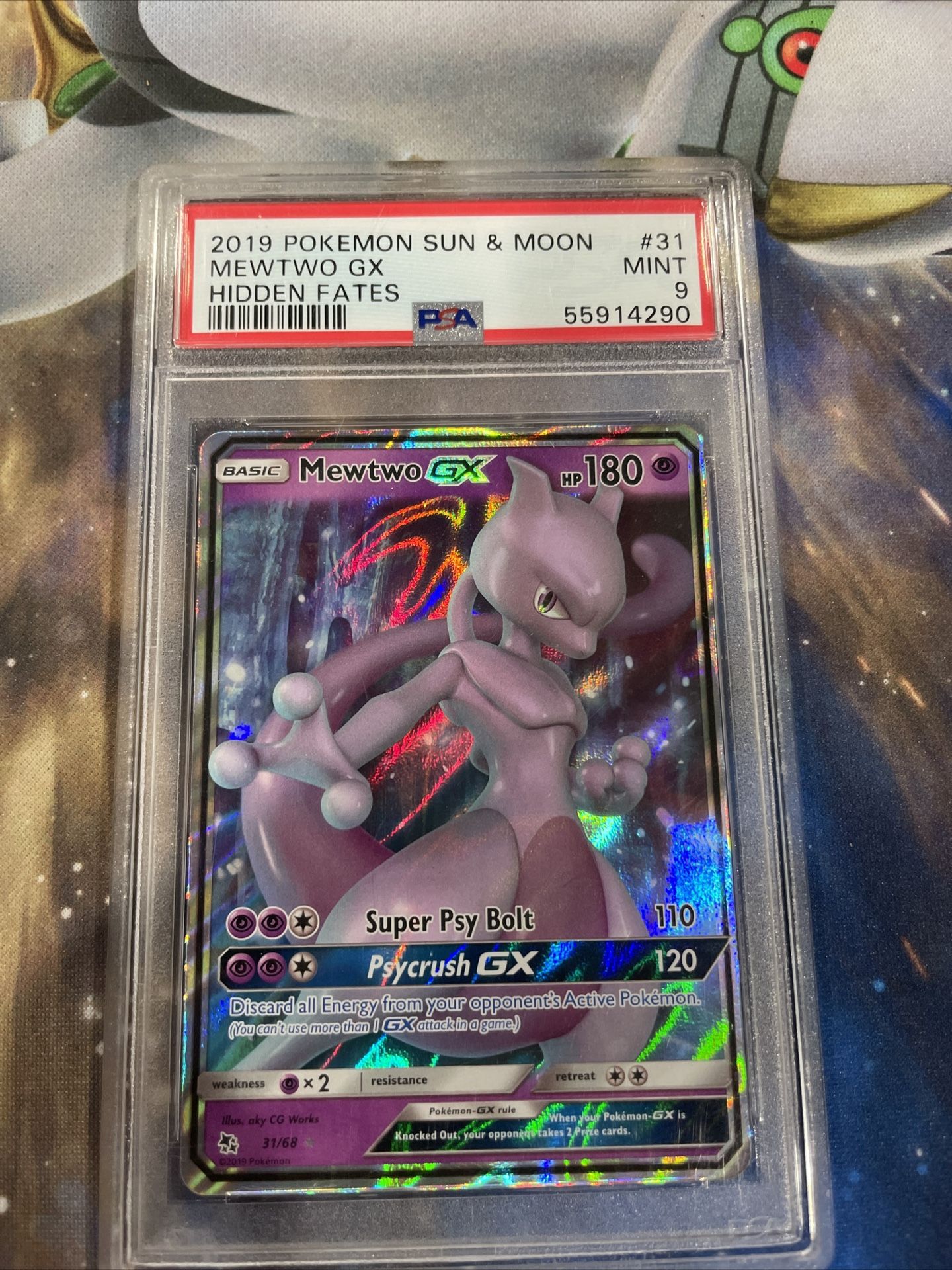 PSA 9 MINT Mewtwo GX 31/68 Hidden Fates #31 HOLO RARE Pokemon Card