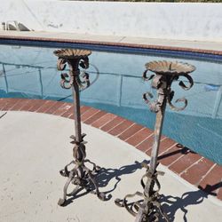 Vintage wrought iron floor candle stands