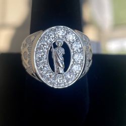 Cz San Judas Ring Size 10 Silver 925