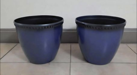 PAIR of 13" (Diameter) Blue Resin Planters (2 for $40) @ Lasting Creations
