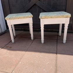 Stools Floral White Distressed Shabby Chic Farmhouse Set Tea Party