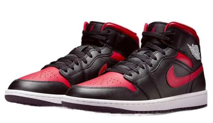 New Men Nike Jordan 1 Mid Bred Black/Varsity Red/Summit White DQ8426-067 size 12