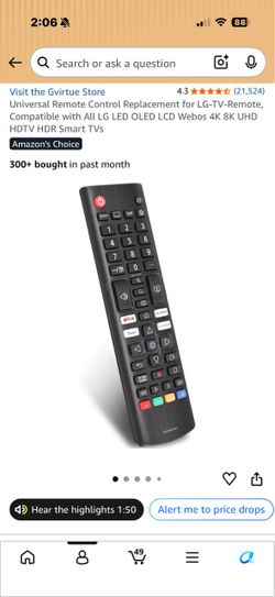 Universal Remote Control Replacement for LG-TV-Remote, Compatible with All LG LED OLED LCD Webos 4K 8K UHD HDTV HDR Smart TVs