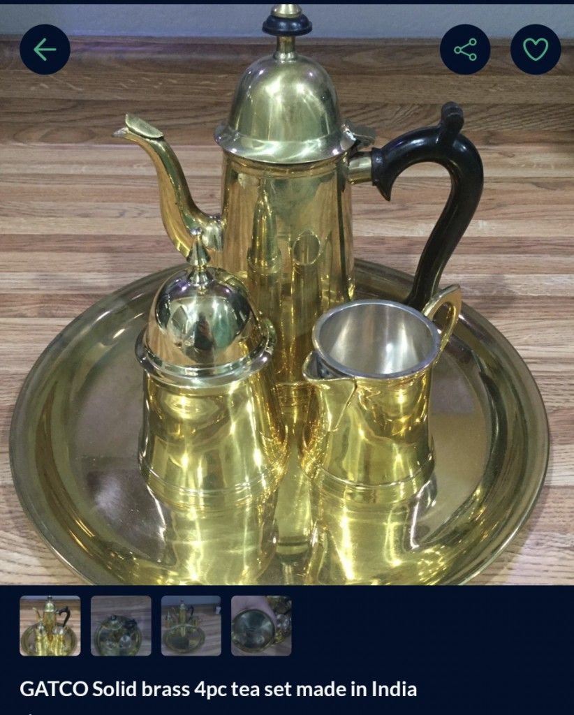 GATCO  Tea Set From India Solid Brass 6pc 