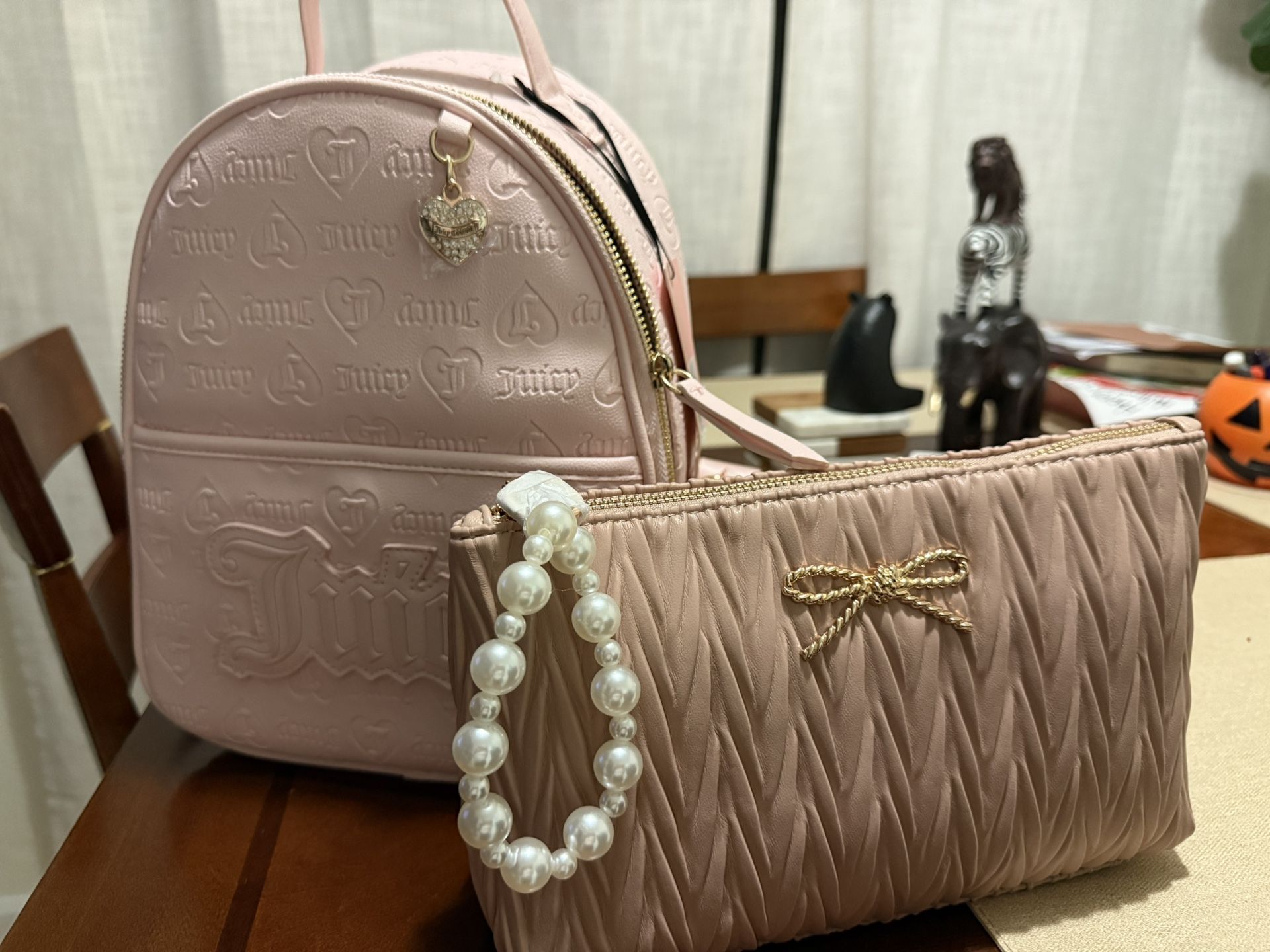 Juicy Backpack And Pink Bow Handbag
