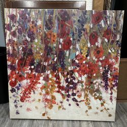 Large Abstract Floral Canvas Painting – Colorful Wall Art