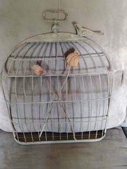 Rustic wall decor metal half birdcage