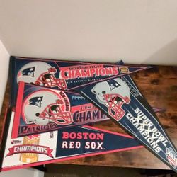 Patriots And Red Sox Pennants 