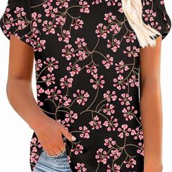 HOTGIFT Casual Chiffon Short Sleeve Shirt 