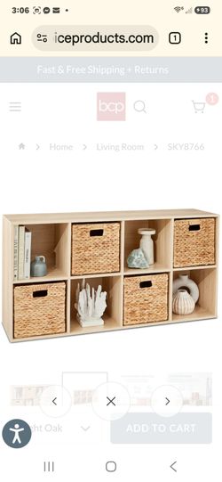 8-Cube Bookshelf, 13.5in Storage Display w/ Removable Panels, Customizable