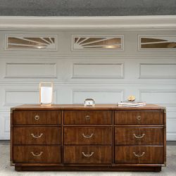 Drexel 9 Drawer Dresser / Credenza Solid Wood in Walnut Color