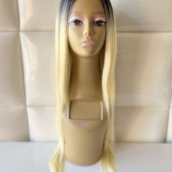 Synthetic dress up wig-long straight blonde wig-new $50-peluca rubia larga lacia