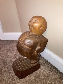 Vintage Folk Art Carving of Depression Era Millionaire. 