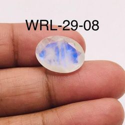 White Rainbow Moonstone Facetted Cut Stone Oval Shape Gemstone-WRL-29-08