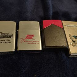Set Of Four Zippo And Barlow Metal Wind Resistant Lighters