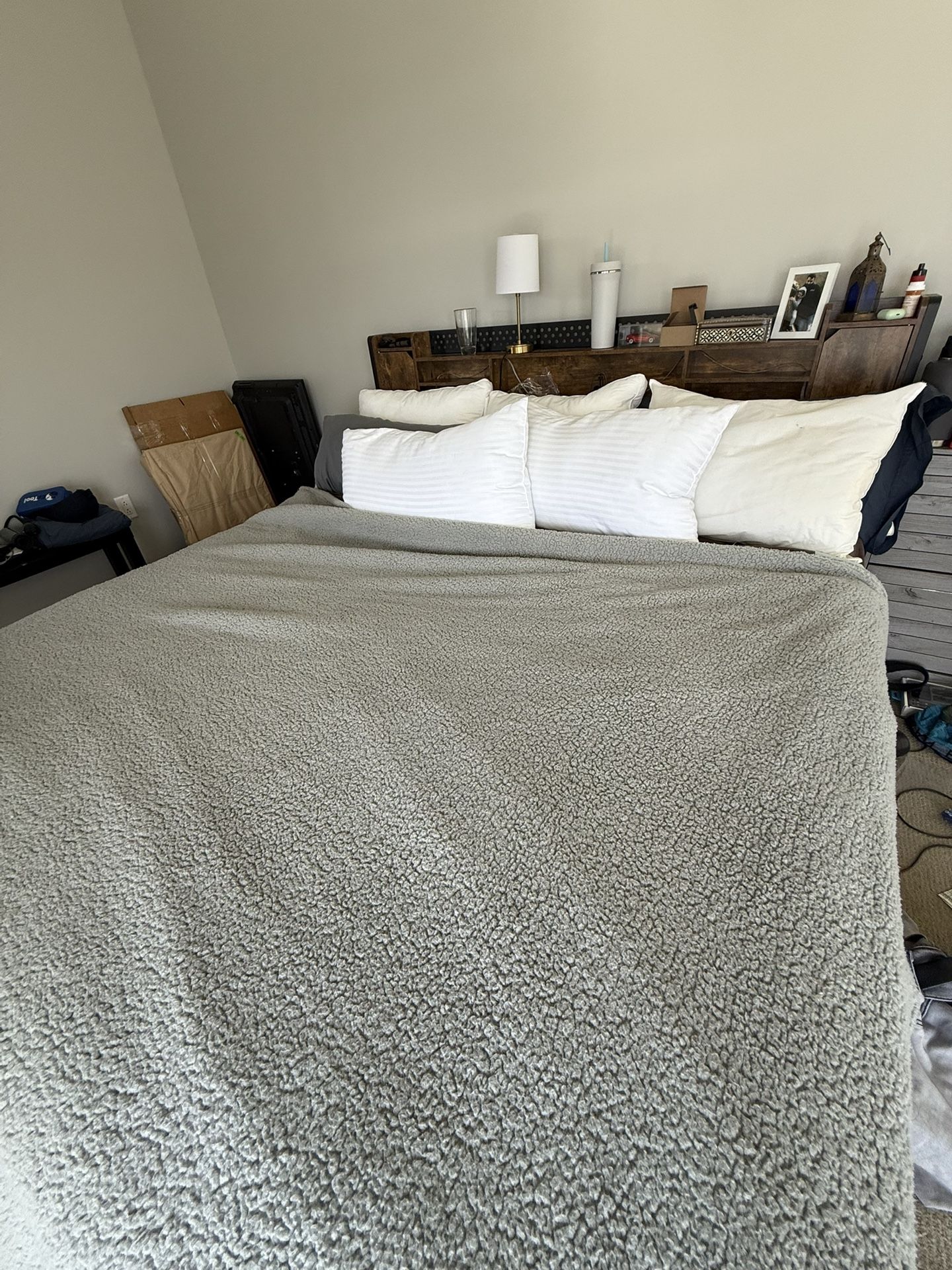 King Size Bed Frame and Mattress Barely Used 