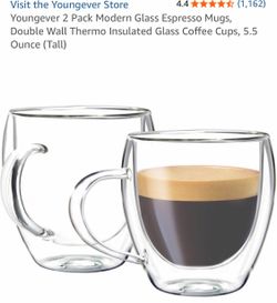 2pcs 5.5oz double wall glasses set, new