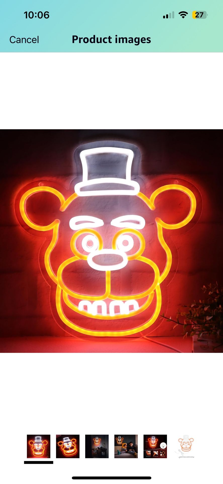 FNAF Freddy Fazbear Neon Wall light