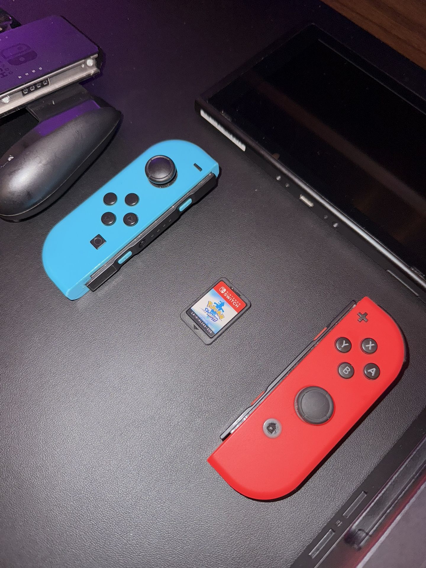 Nintendo Switch with Neon Blue Red Joy-Con and Accesories Great Used Condition