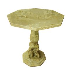  
Side Table with Octogan Stone Top and Carved Base